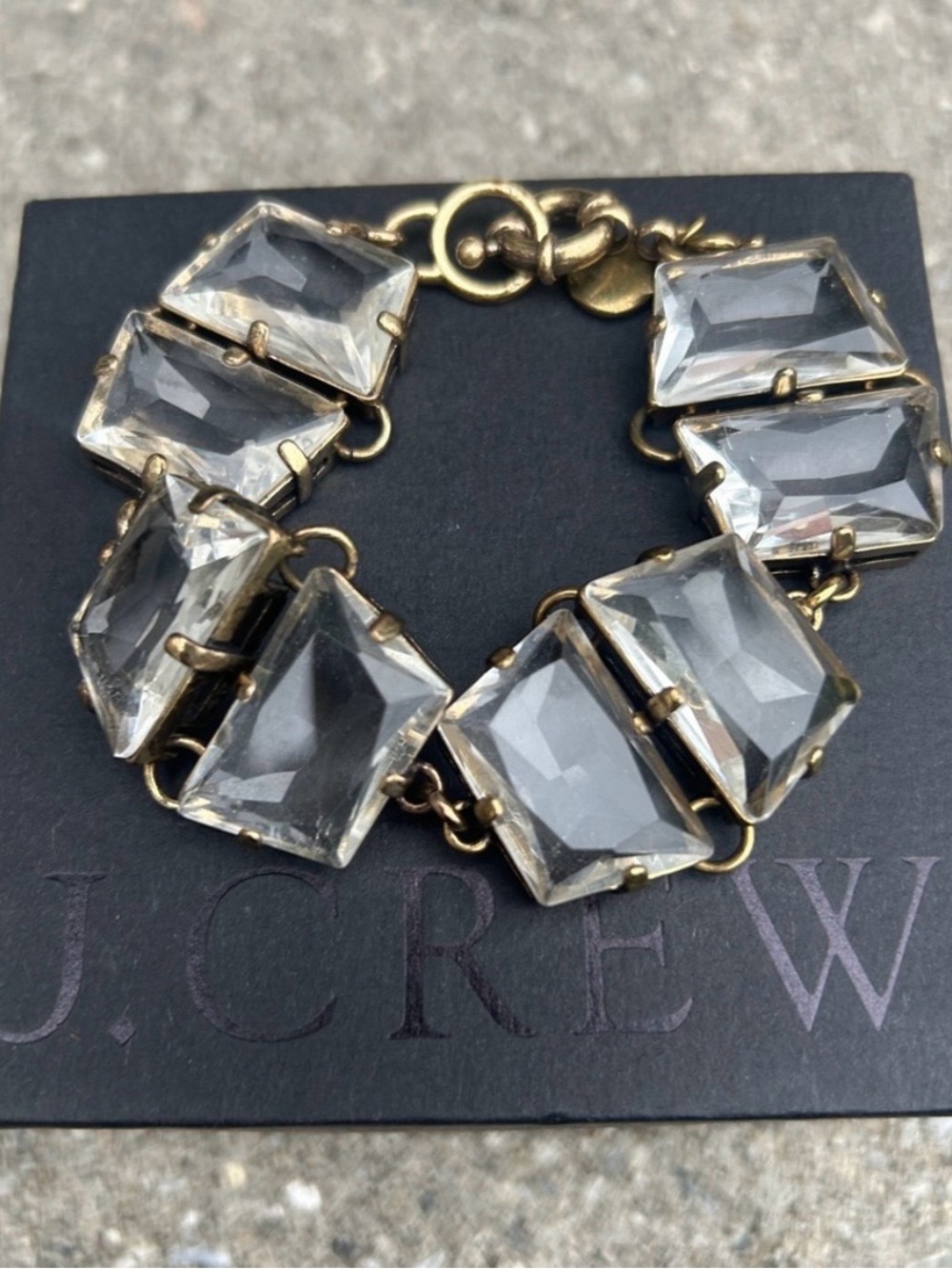 J Crew 2009 Majesty Hand Cut Clear Faceted Stones Bracelet